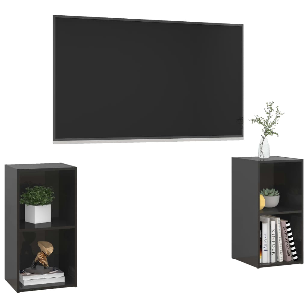TV-tasot 2 kpl korkeakiilto musta 72x35x36,5 cm lastulevy - Sisustajankoti.fi