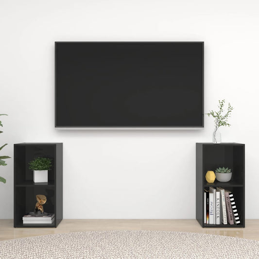 TV-tasot 2 kpl korkeakiilto musta 72x35x36,5 cm lastulevy - Sisustajankoti.fi