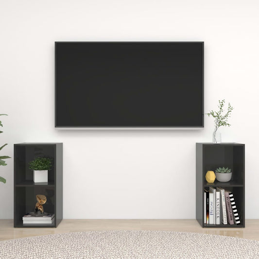 TV-tasot 2 kpl korkeakiilto harmaa 72x35x36,5 cm lastulevy - Sisustajankoti.fi