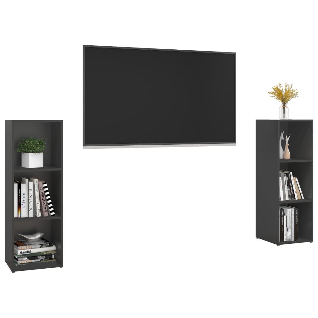 TV-tasot 2 kpl harmaa 107x35x37 cm lastulevy - Sisustajankoti.fi