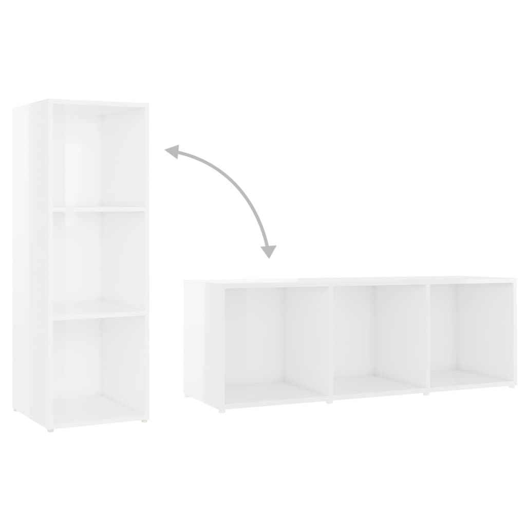 TV-tasot 2 kpl korkeakiilto valkoinen 107x35x37 cm lastulevy - Sisustajankoti.fi