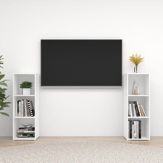 TV-tasot 2 kpl korkeakiilto valkoinen 107x35x37 cm lastulevy - Sisustajankoti.fi
