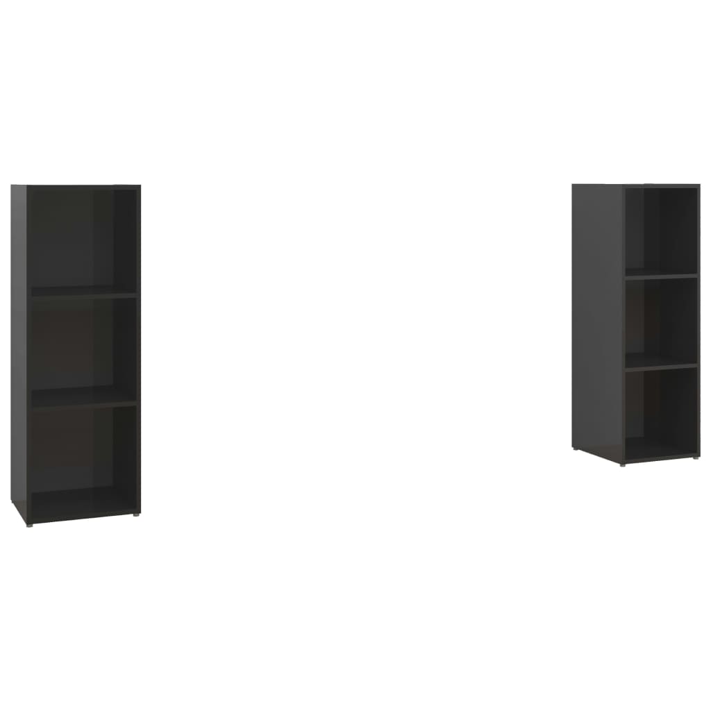 TV-tasot 2 kpl korkeakiilto musta 107x35x37 cm lastulevy - Sisustajankoti.fi