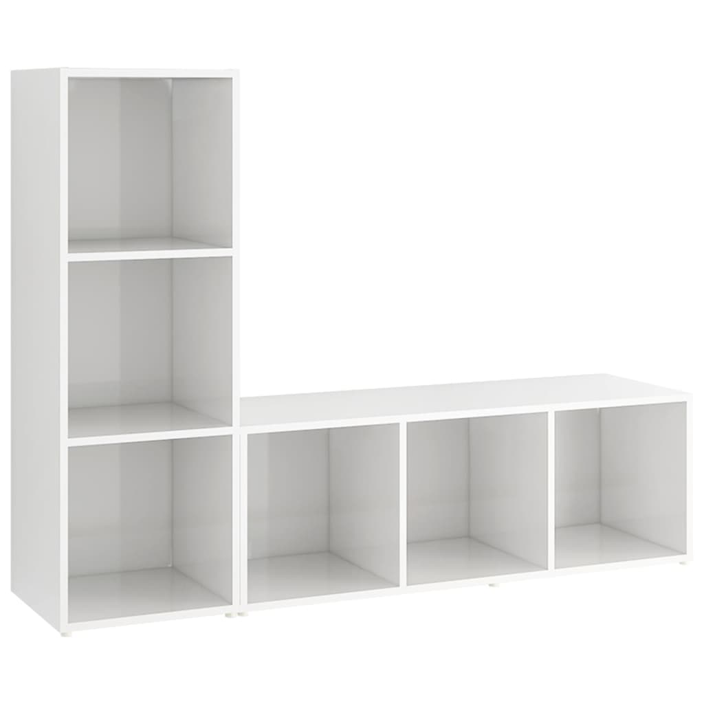 TV-tasot 2 kpl korkeakiilto valkoinen 107x35x37 cm lastulevy - Sisustajankoti.fi