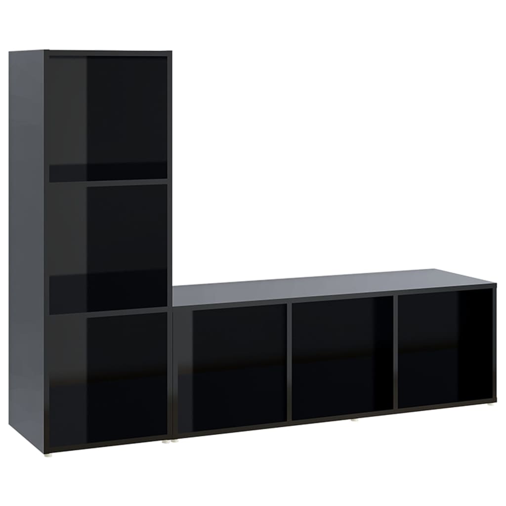 TV-tasot 2 kpl korkeakiilto musta 107x35x37 cm lastulevy - Sisustajankoti.fi