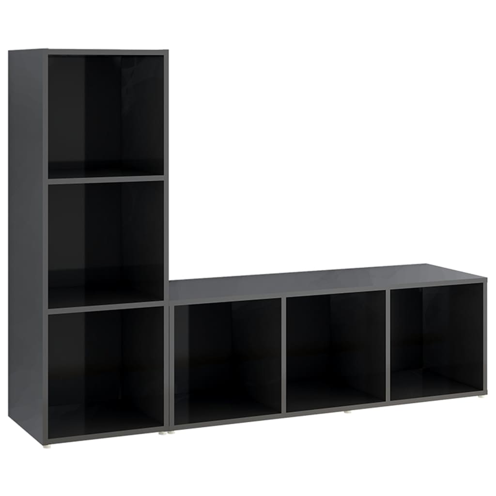 TV-tasot 2 kpl korkeakiilto harmaa 107x35x37 cm lastulevy - Sisustajankoti.fi