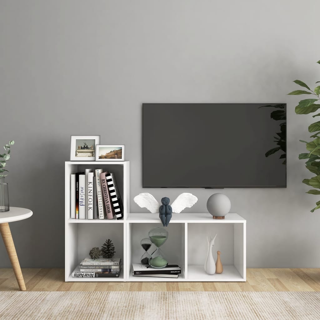 TV-tasot 2 kpl valkoinen 72x35x36,5 cm lastulevy - Sisustajankoti.fi