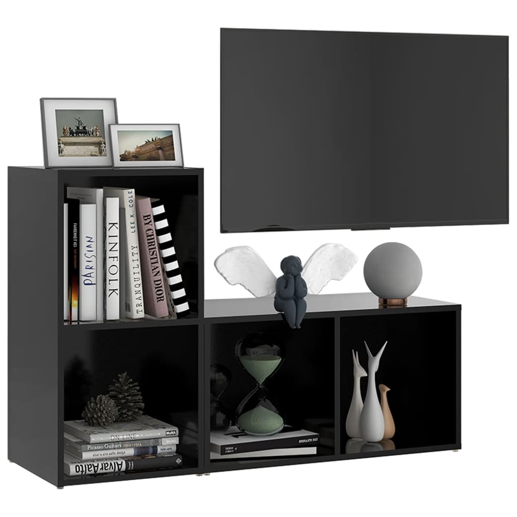 TV-tasot 2 kpl musta 72x35x36,5 cm lastulevy - Sisustajankoti.fi