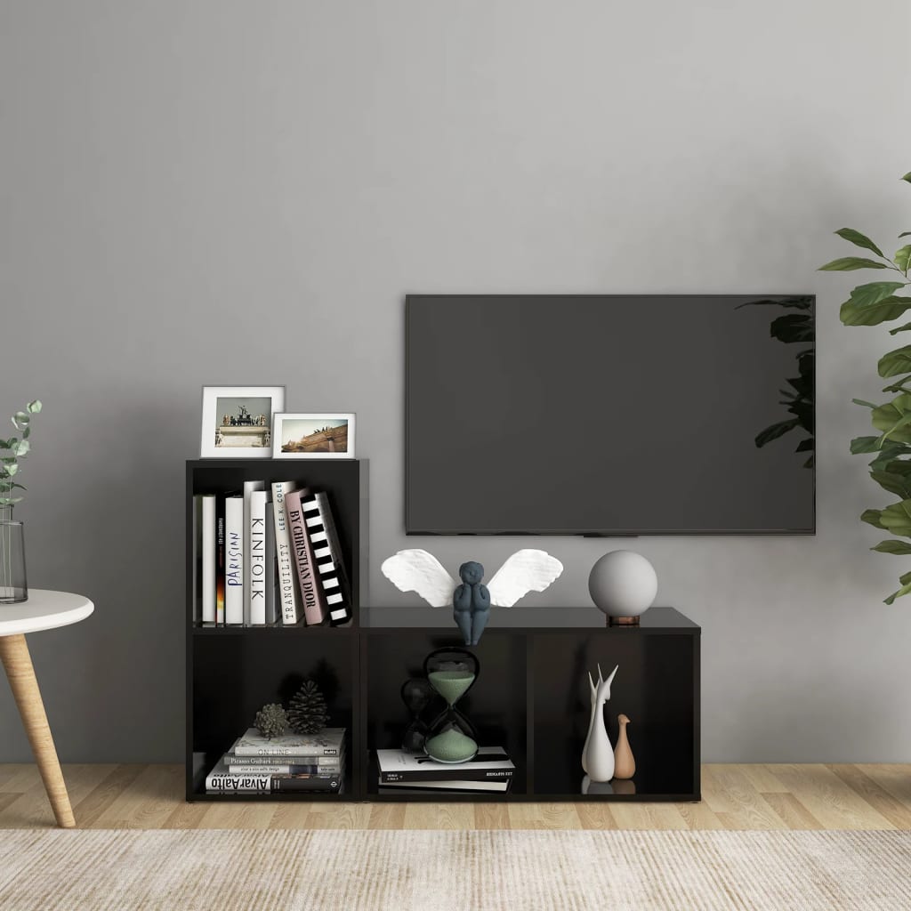 TV-tasot 2 kpl musta 72x35x36,5 cm lastulevy - Sisustajankoti.fi