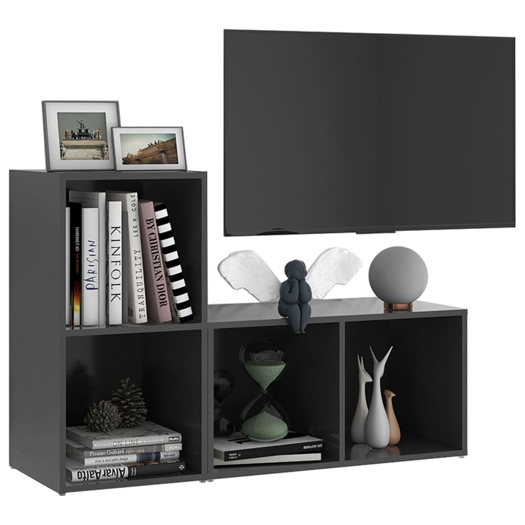 TV-tasot 2 kpl harmaa 72x35x36,5 cm lastulevy - Sisustajankoti.fi