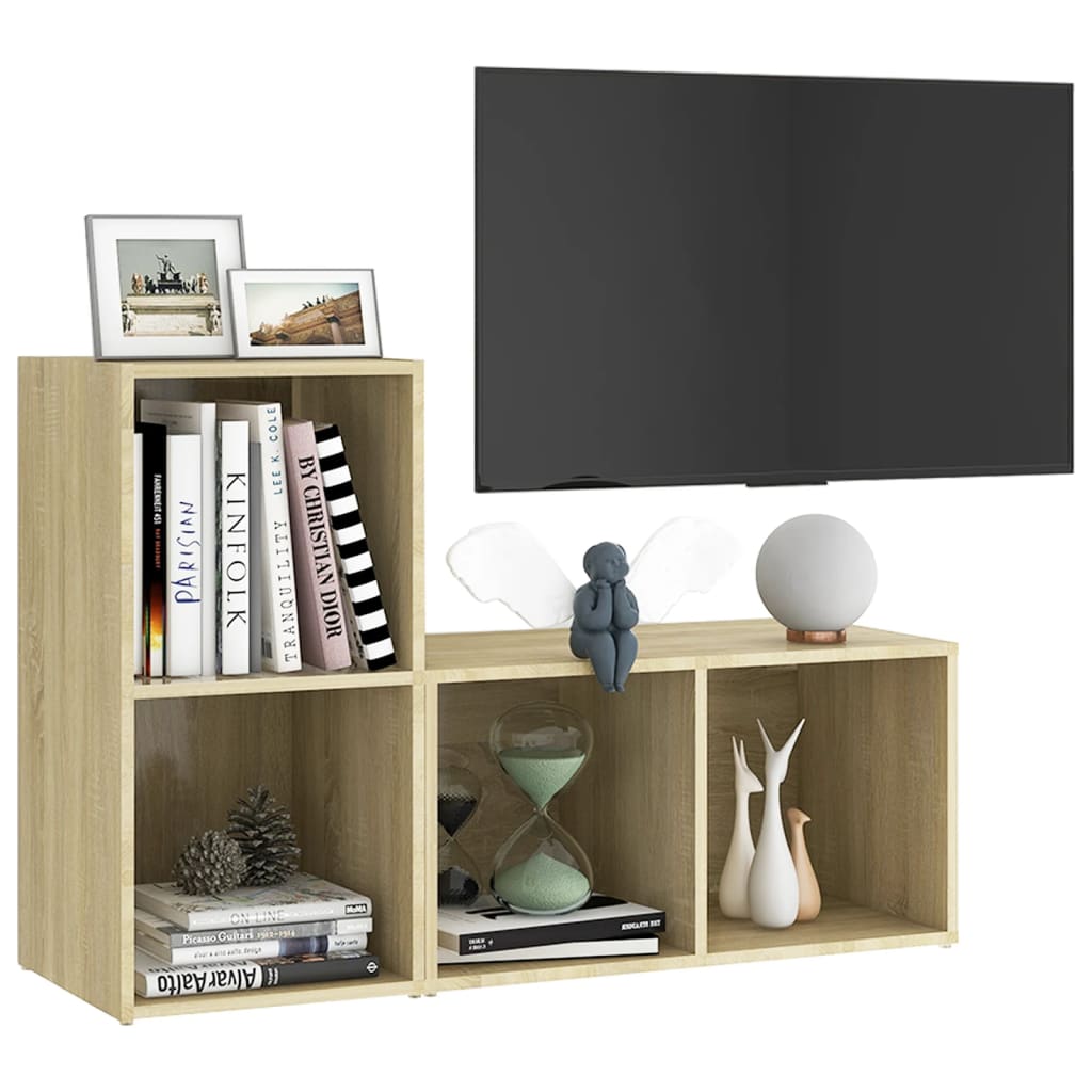 TV-tasot 2 kpl Sonoma-tammi 72x35x36,5 cm lastulevy - Sisustajankoti.fi