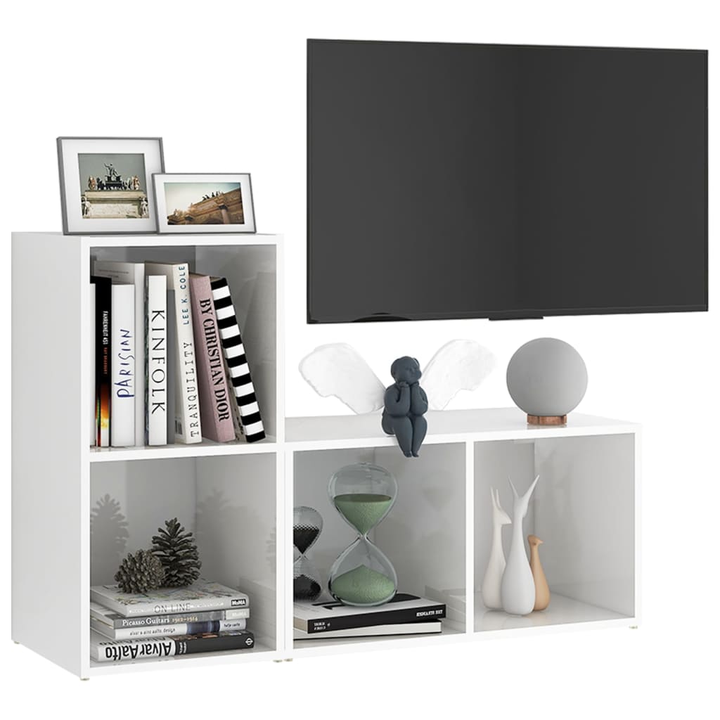 TV-tasot 2 kpl korkeakiilto valkoinen 72x35x36,5 cm lastulevy - Sisustajankoti.fi