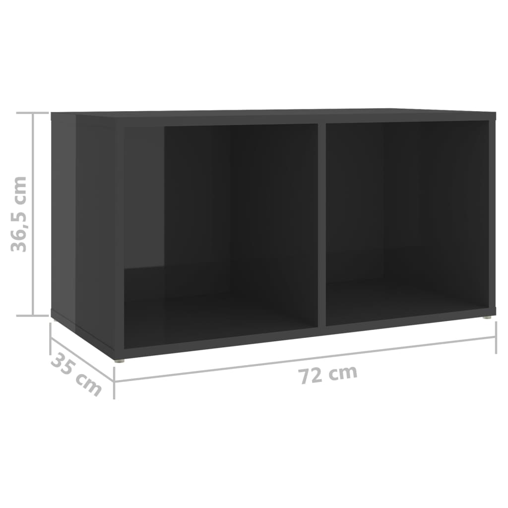 TV-tasot 2 kpl korkeakiilto harmaa 72x35x36,5 cm lastulevy - Sisustajankoti.fi