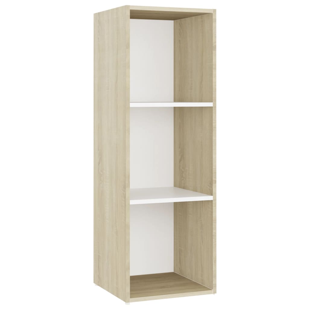 TV-tasot 3 kpl valkoinen/Sonoma-tammi 107x35x37 cm lastulevy - Sisustajankoti.fi
