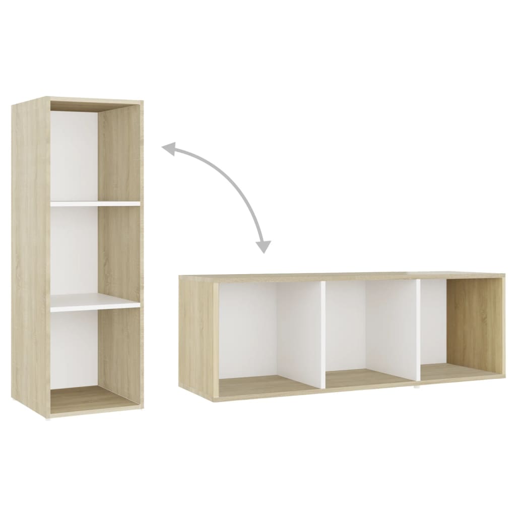 TV-tasot 3 kpl valkoinen/Sonoma-tammi 107x35x37 cm lastulevy - Sisustajankoti.fi