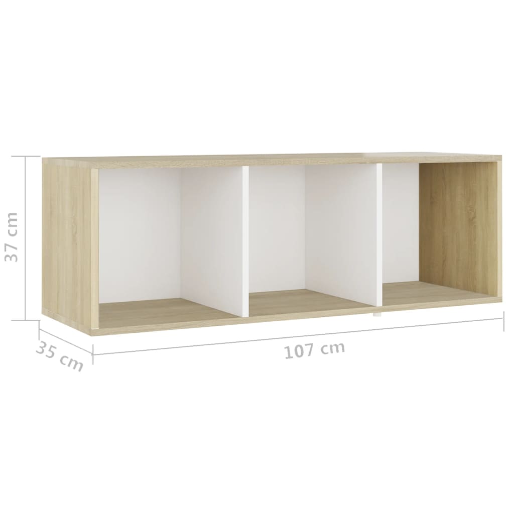 TV-tasot 3 kpl valkoinen/Sonoma-tammi 107x35x37 cm lastulevy - Sisustajankoti.fi