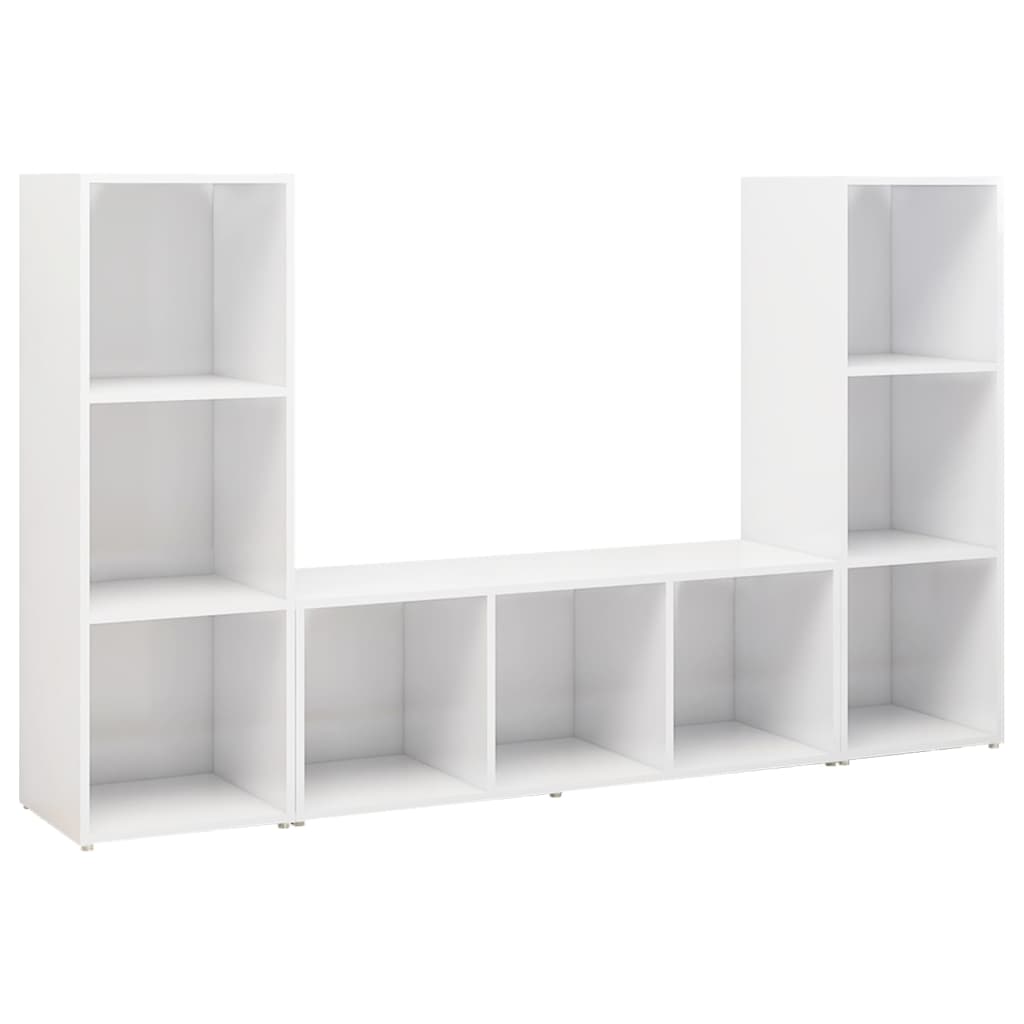 TV-tasot 3 kpl korkeakiilto valkoinen 107x35x37 cm lastulevy - Sisustajankoti.fi