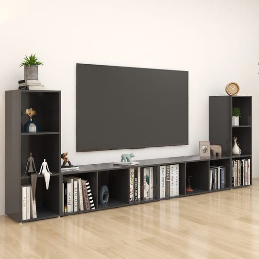 TV-tasot 4 kpl harmaa 107x35x37 cm lastulevy - Sisustajankoti.fi