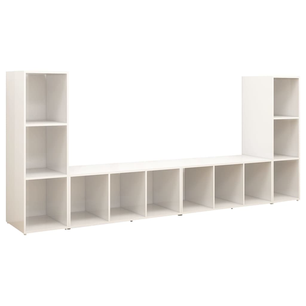 TV-tasot 4 kpl korkeakiilto valkoinen 107x35x37 cm lastulevy - Sisustajankoti.fi