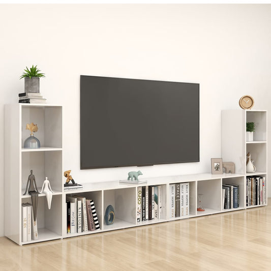 TV-tasot 4 kpl korkeakiilto valkoinen 107x35x37 cm lastulevy - Sisustajankoti.fi