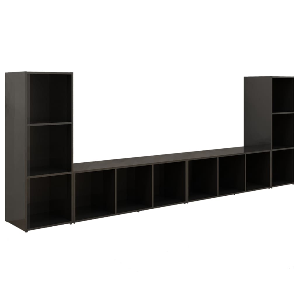 TV-tasot 4 kpl korkeakiilto musta 107x35x37 cm lastulevy - Sisustajankoti.fi