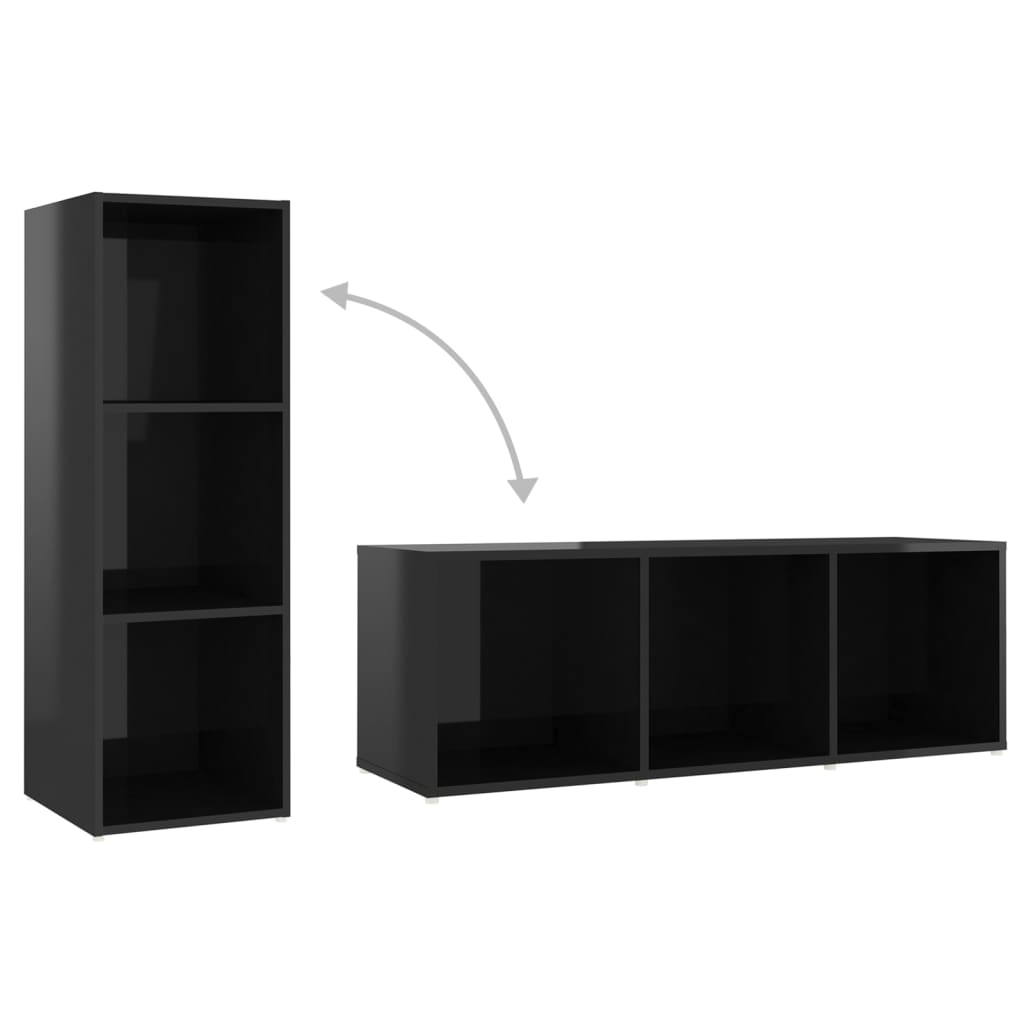 TV-tasot 4 kpl korkeakiilto musta 107x35x37 cm lastulevy - Sisustajankoti.fi