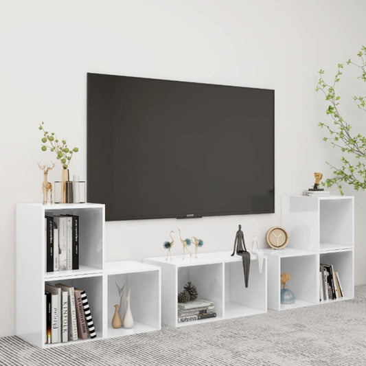 6-osainen TV-kaappisarja valkoinen lastulevy - Sisustajankoti.fi