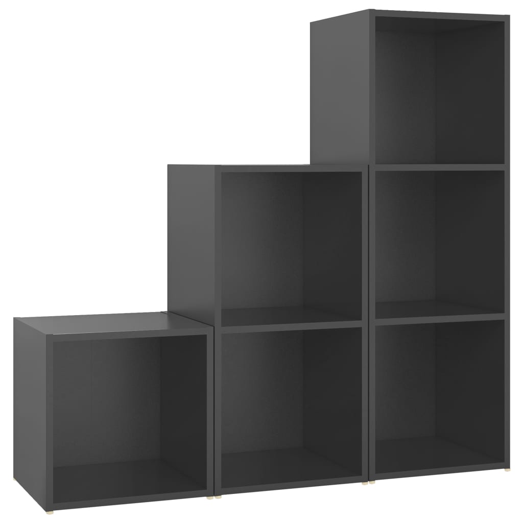 3-osainen TV-kaappisarja harmaa lastulevy - Sisustajankoti.fi