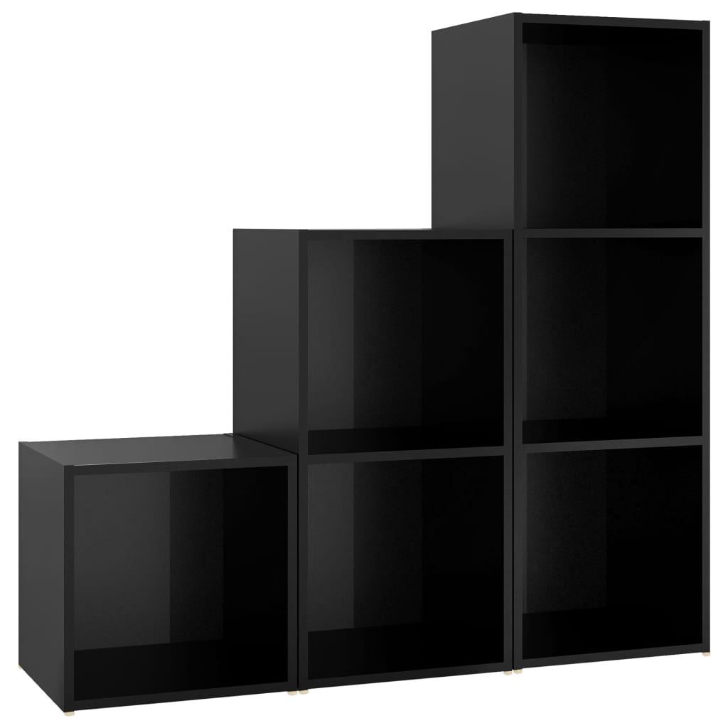 3-osainen TV-kaappisarja korkeakiilto musta lastulevy - Sisustajankoti.fi