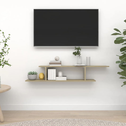 Seinäkiinnitettävä TV-hylly Sonoma-tammi 125x18x23 cm levy - Sisustajankoti.fi
