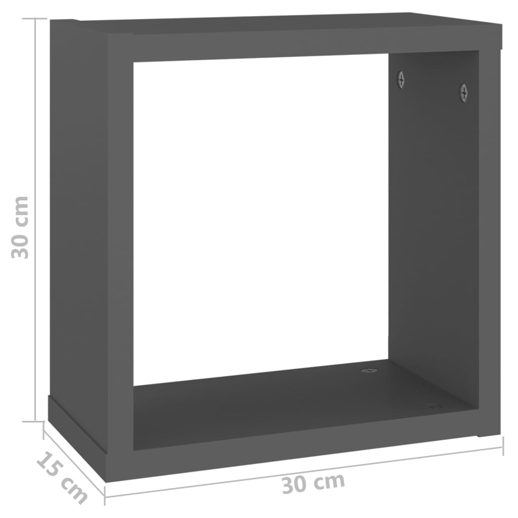 Kuutioseinähyllyt 6 kpl harmaa 30x15x30 cm - Sisustajankoti.fi