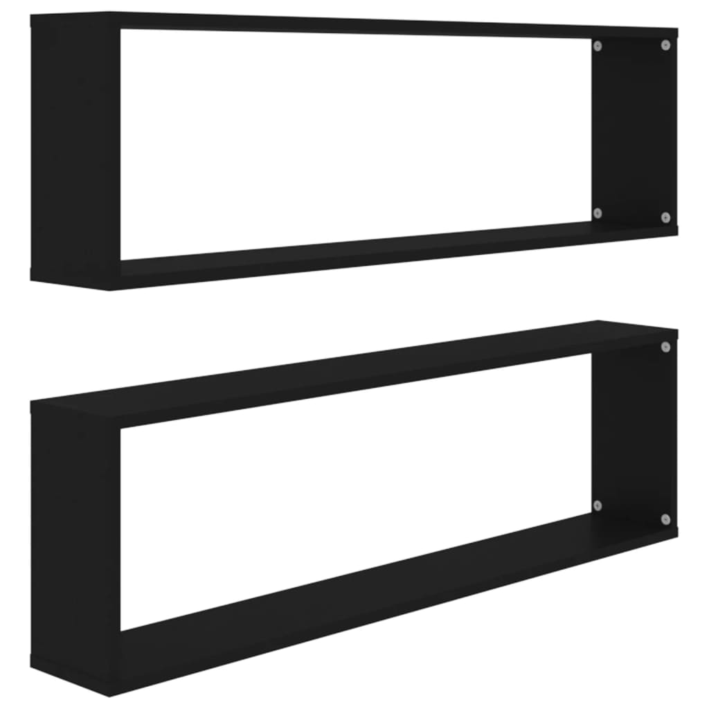 Kuutioseinähyllyt 2 kpl musta 100x15x30 cm - Sisustajankoti.fi