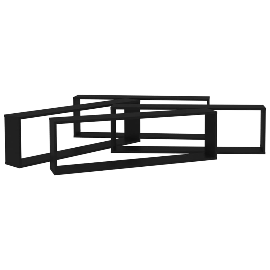 Kuutioseinähyllyt 4 kpl musta 100x15x30 cm lastulevy - Sisustajankoti.fi