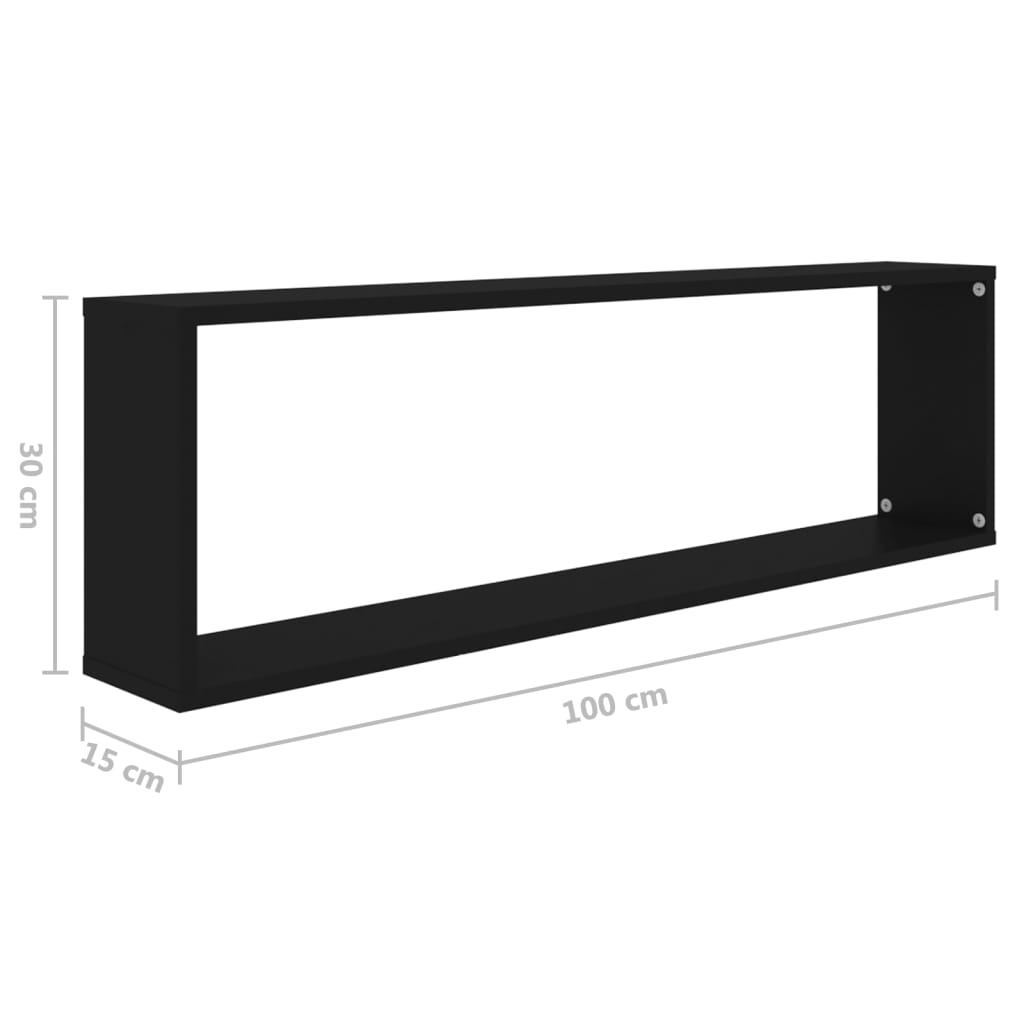 Kuutioseinähyllyt 4 kpl musta 100x15x30 cm lastulevy - Sisustajankoti.fi
