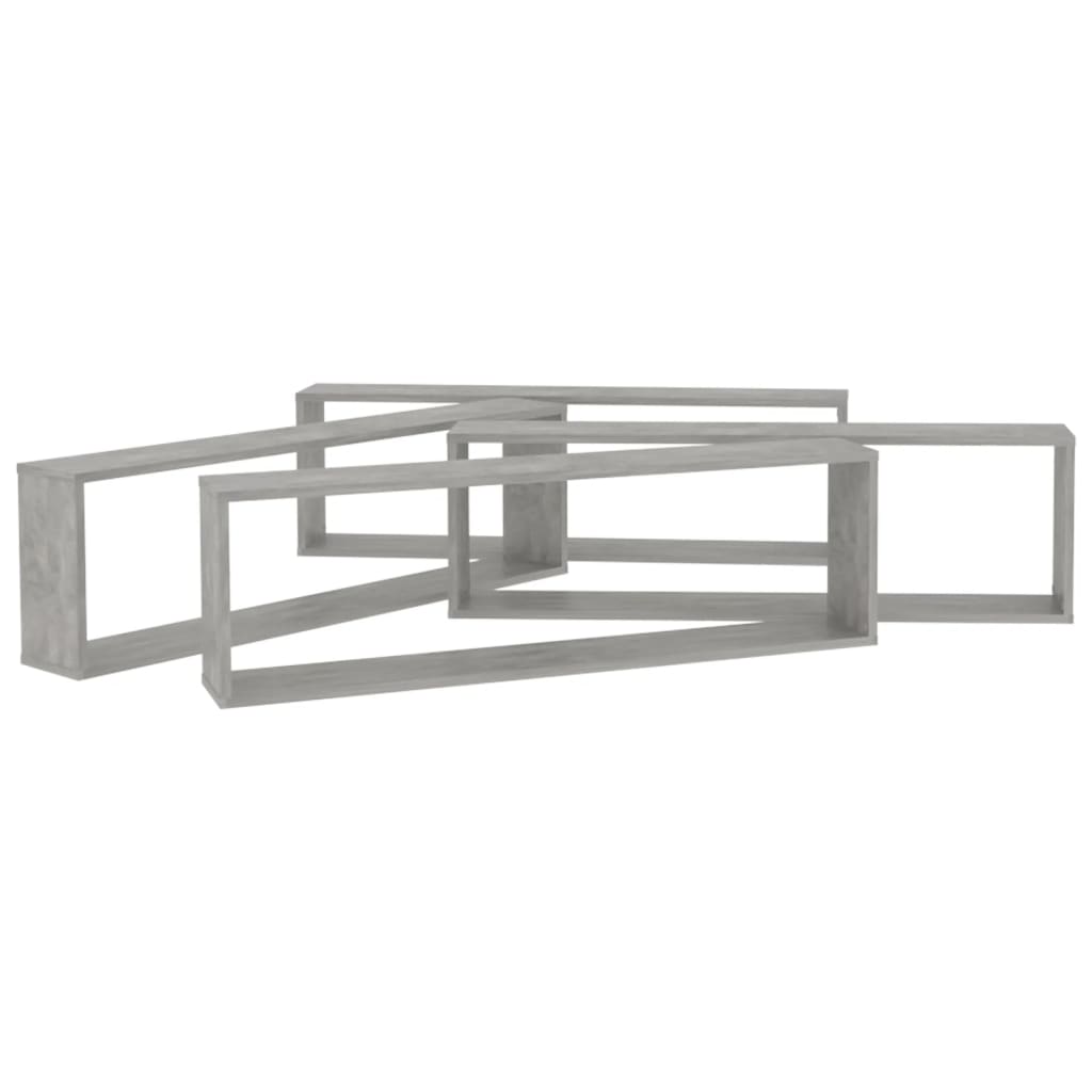 Kuutioseinähyllyt 4 kpl betoninharmaa 100x15x30 cm lastulevy - Sisustajankoti.fi