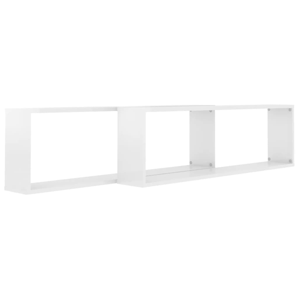 Kuutioseinähyllyt 2 kpl korkeak. valk. 100x15x30 cm lastulevy - Sisustajankoti.fi