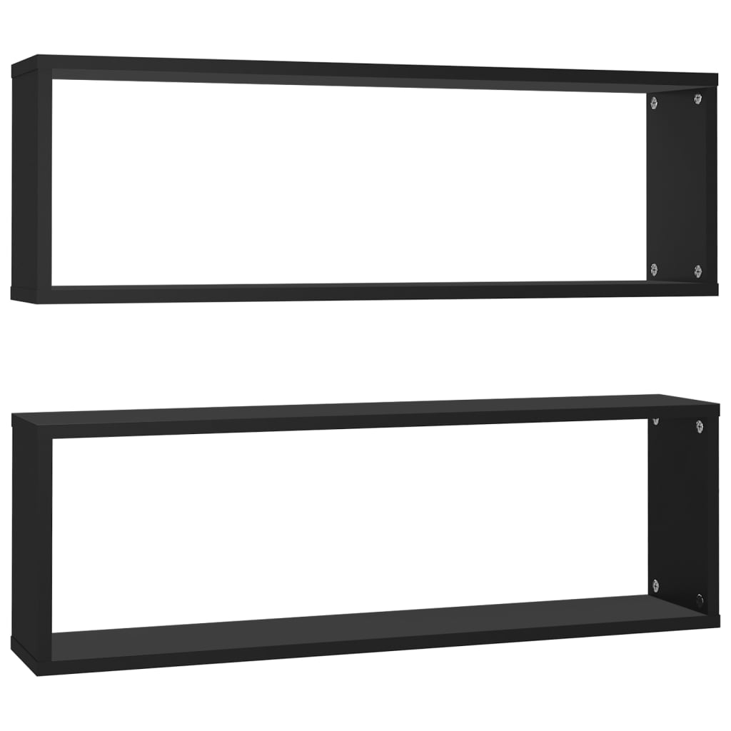 Kuutioseinähyllyt 2 kpl musta 80x15x26,5 cm - Sisustajankoti.fi