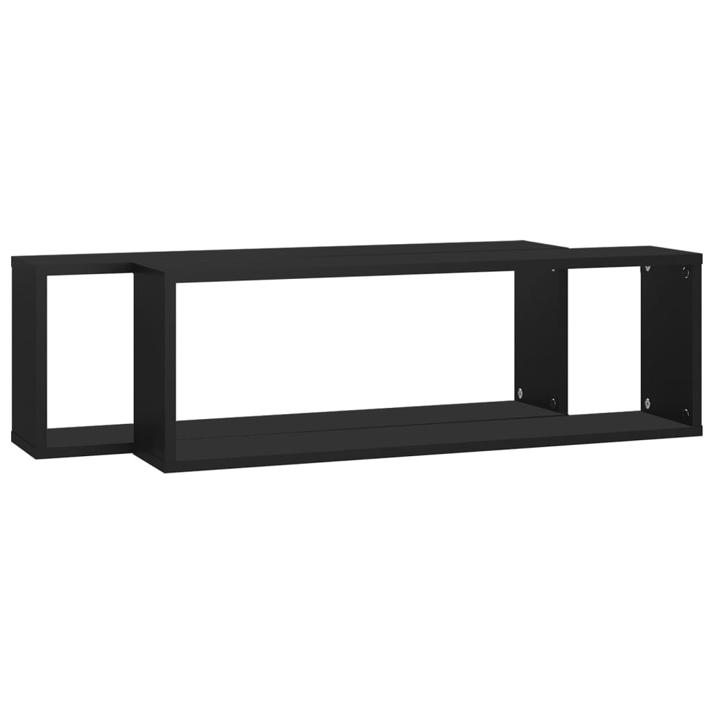 Kuutioseinähyllyt 2 kpl musta 80x15x26,5 cm - Sisustajankoti.fi
