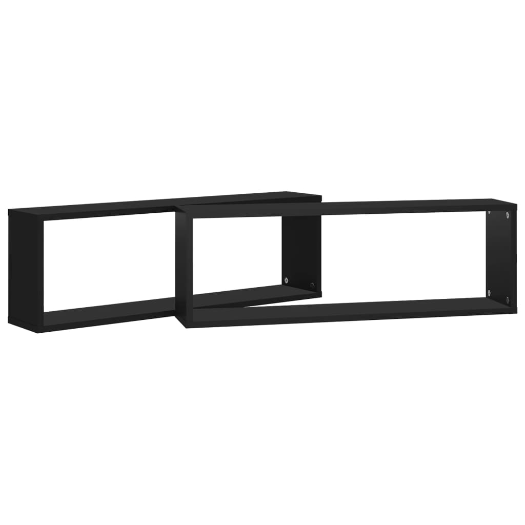 Kuutioseinähyllyt 2 kpl musta 80x15x26,5 cm - Sisustajankoti.fi