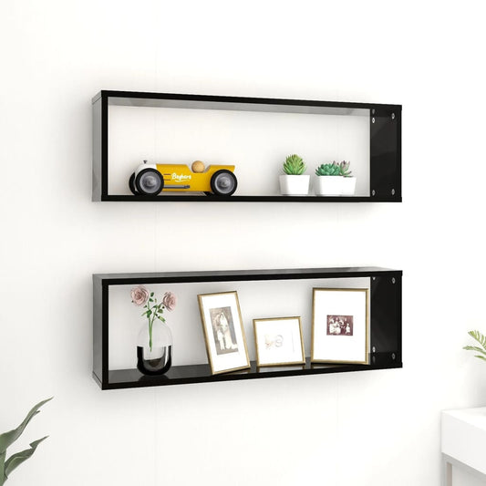 Kuutioseinähyllyt 2 kpl musta 80x15x26,5 cm - Sisustajankoti.fi