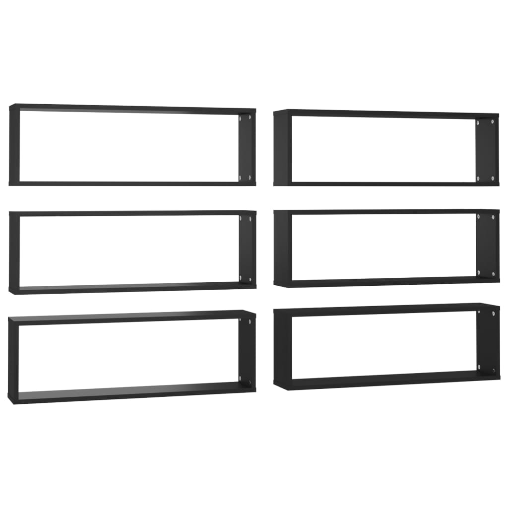 Kuutioseinähyllyt 6 kpl musta 80x15x26,5 cm lastulevy - Sisustajankoti.fi