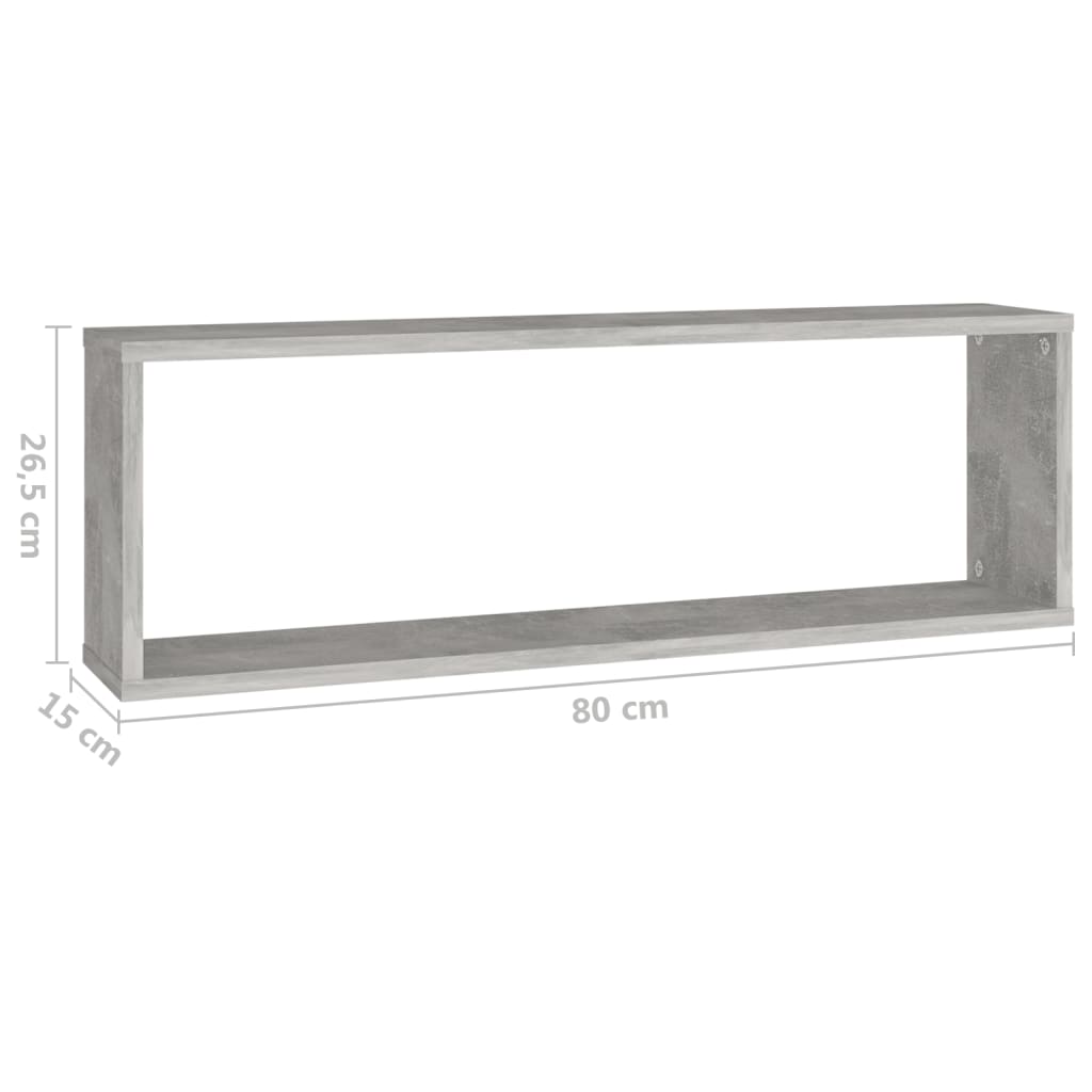 Kuutioseinähyllyt 2 kpl betoninharmaa 80x15x26,5 cm - Sisustajankoti.fi