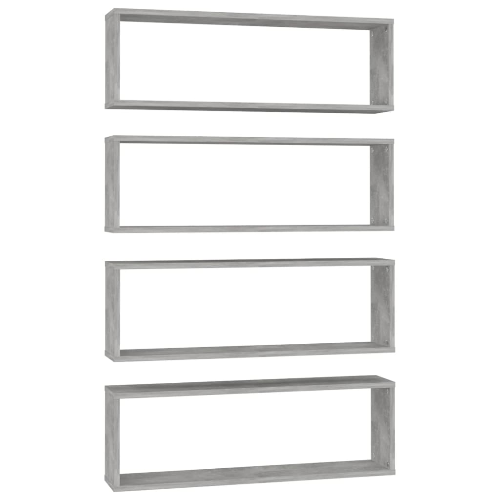 Kuutioseinähyllyt 4 kpl betoninharmaa 80x15x26,5 cm lastulevy - Sisustajankoti.fi