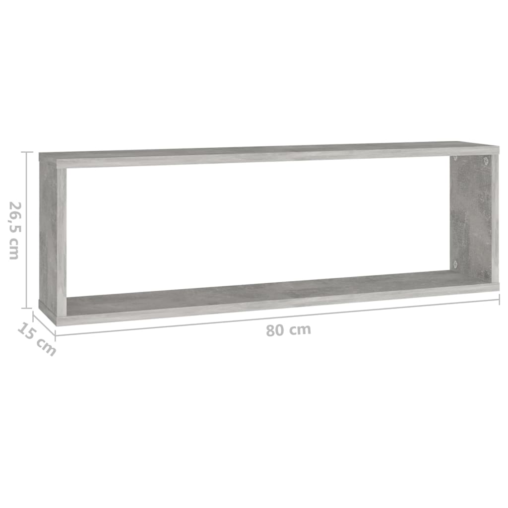 Kuutioseinähyllyt 4 kpl betoninharmaa 80x15x26,5 cm lastulevy - Sisustajankoti.fi