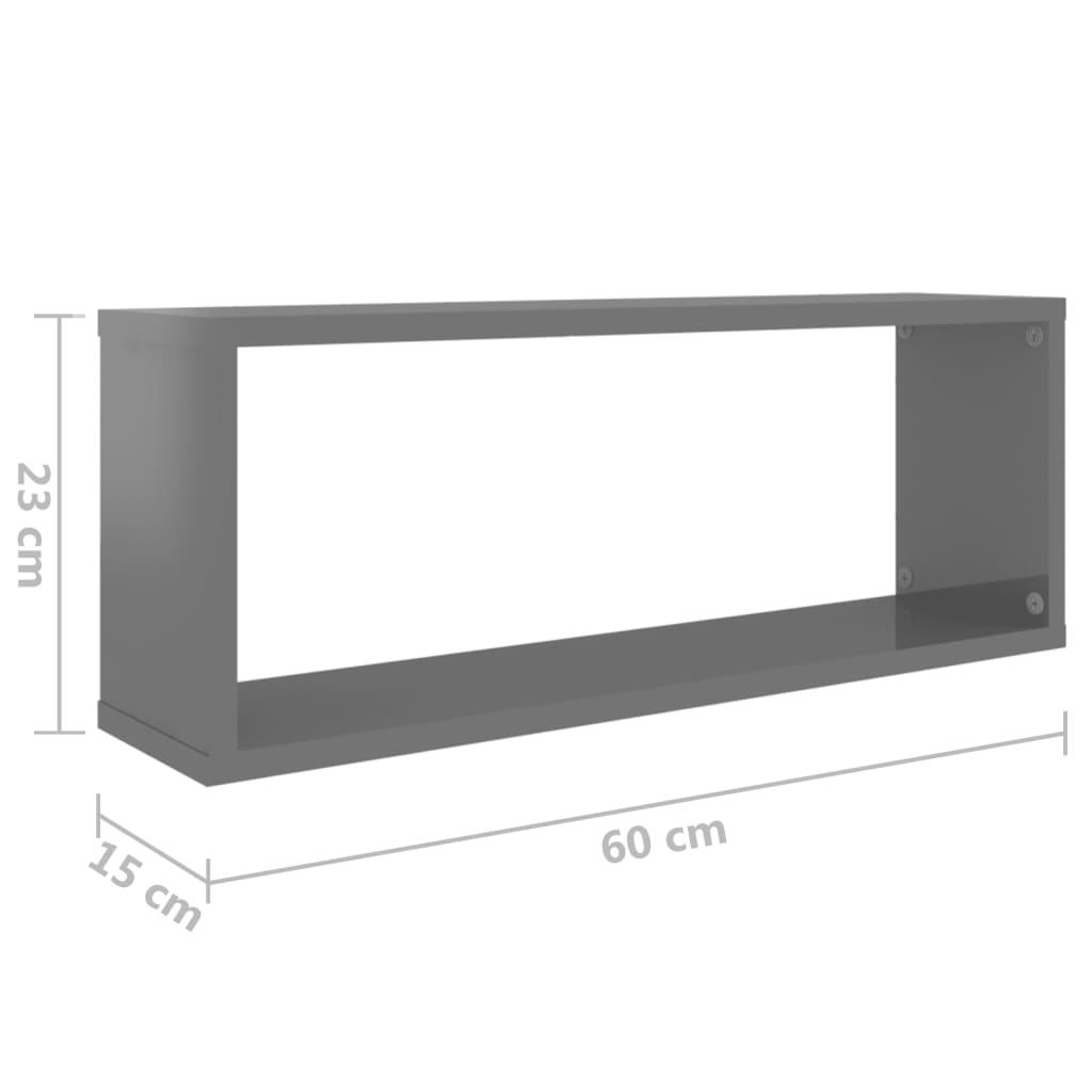 Kuutioseinähyllyt 4 kpl korkeak. harmaa 60x15x23 cm lastulevy - Sisustajankoti.fi