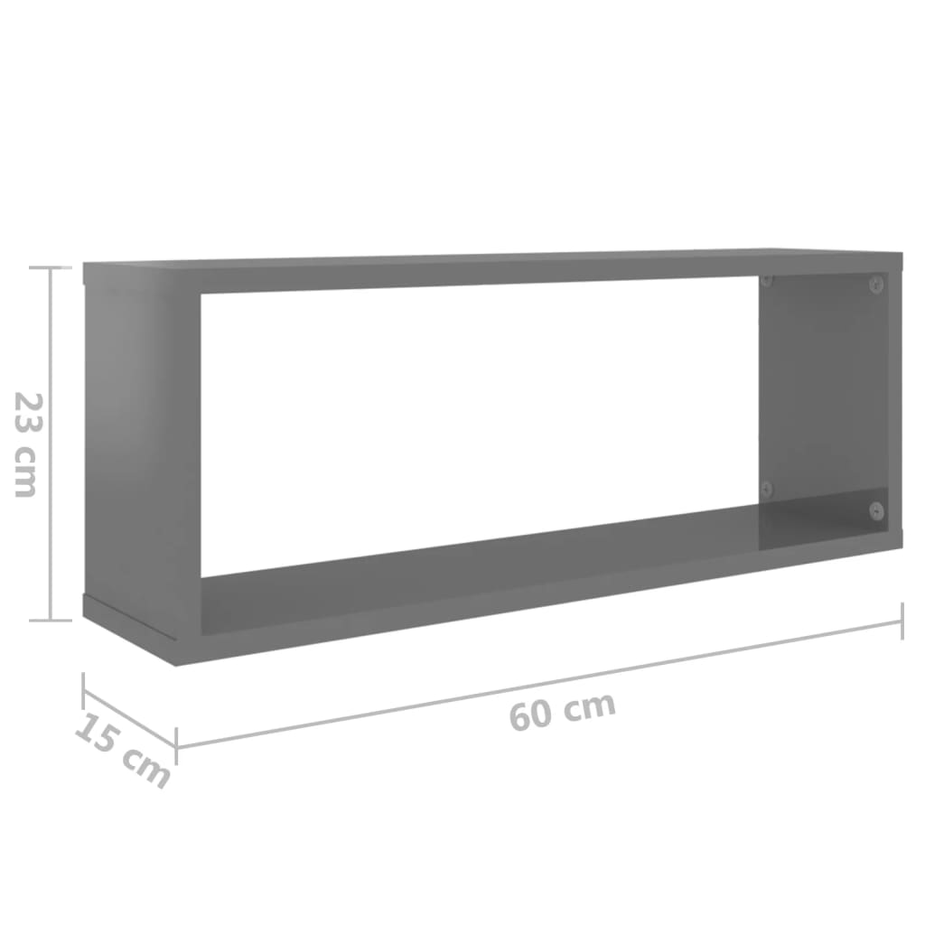 Kuutioseinähyllyt 6 kpl korkeak. harmaa 60x15x23 cm lastulevy - Sisustajankoti.fi