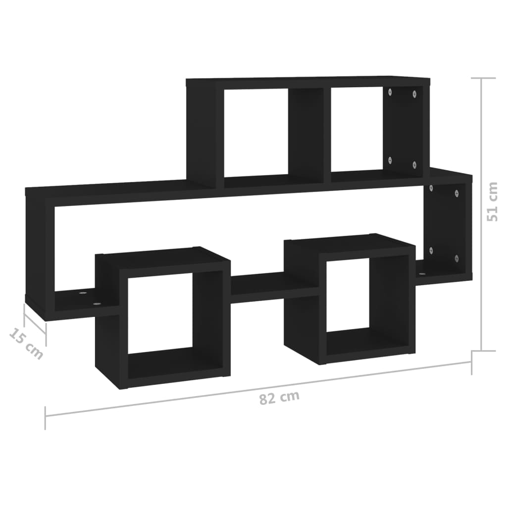 Seinähylly autonmuotoinen musta 82x15x51 cm levy - Sisustajankoti.fi