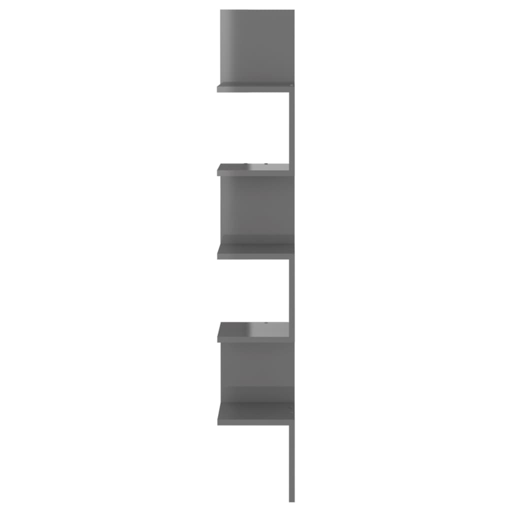 Seinäkulmahylly korkeakiilto harmaa 20x20x127,5 cm lastulevy - Sisustajankoti.fi