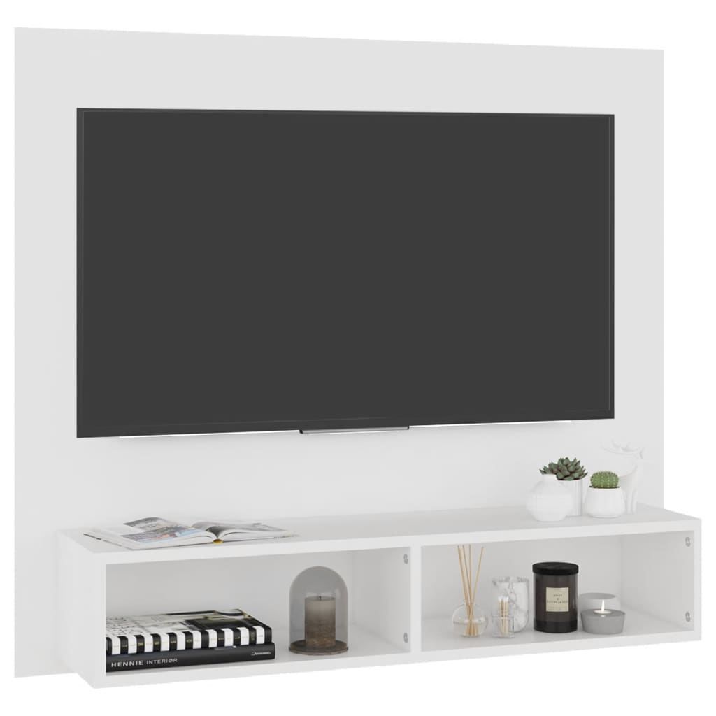TV-taso seinälle valkoinen 102x23,5x90 cm lastulevy - Sisustajankoti.fi