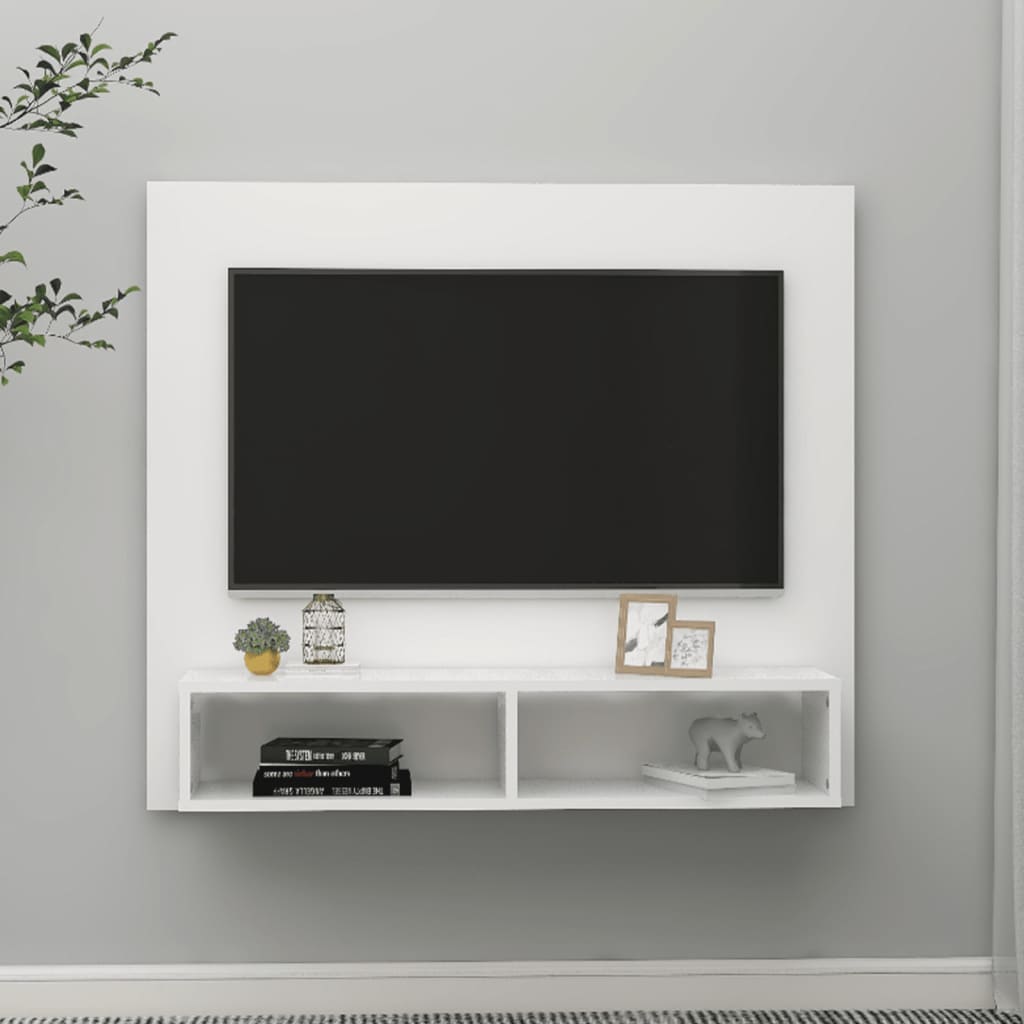 TV-taso seinälle valkoinen 102x23,5x90 cm lastulevy - Sisustajankoti.fi